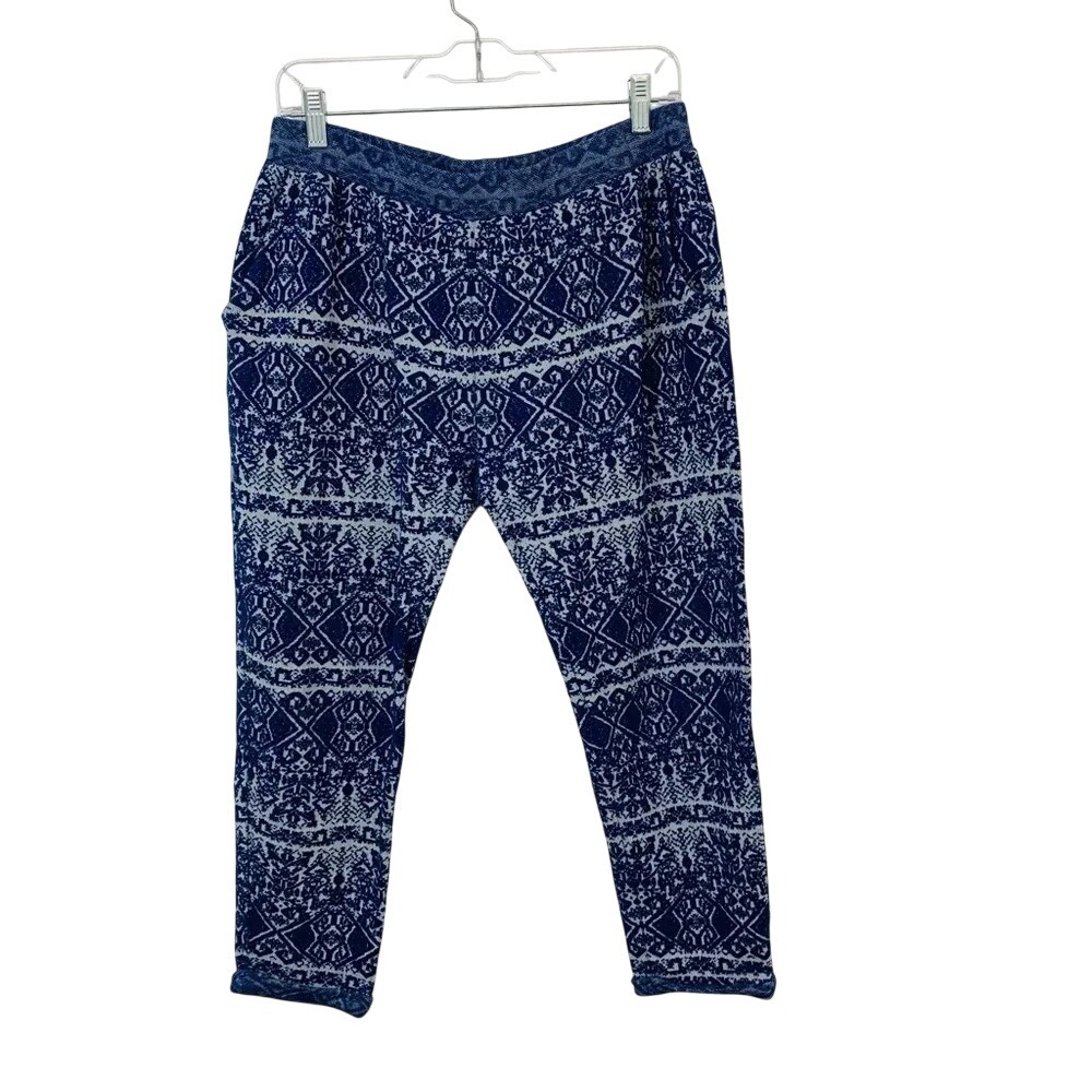 Saturday Sunday Anthropologie Knit Jogger Pants Blue Geometric‎ Small Womens